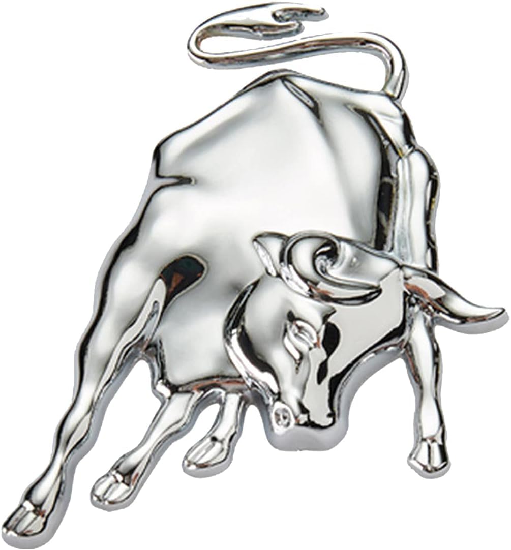 AutoBizarre 3D Raised Ox Bull Metal Monogram Emblem Badge Sticker for All Cars & Bikes (Silver)-picture-24