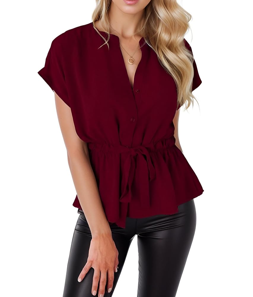 トップス heart button peplum tops With A Light Heart Peplum Top | ModCloth