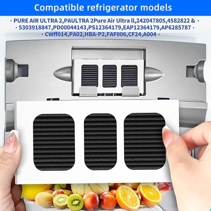 6 PACK Refrigerator Air Filter Replacement for PAULTRA2, Compatible with Frigidaire Pure Air Ultra 2, Pure air Ultra II, Pureair Ultra ii, and Electrolux 242047805, 5303918847, EAP12364179