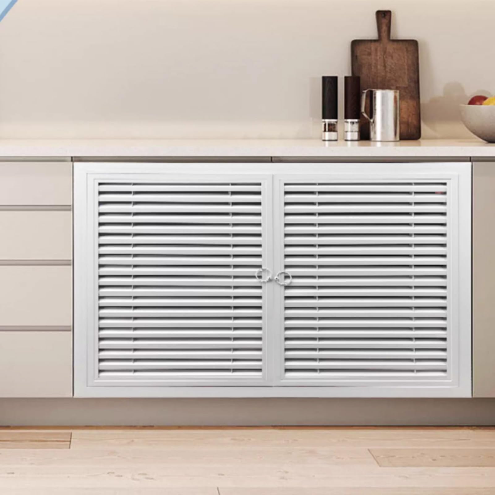 Rejilla de ventilación de aluminio blanco de dos caras con cubierta extraíble, 40 x 50 cm, ideal para calefacción por suelo radiante y ventilación de retorno de caja eléctrica