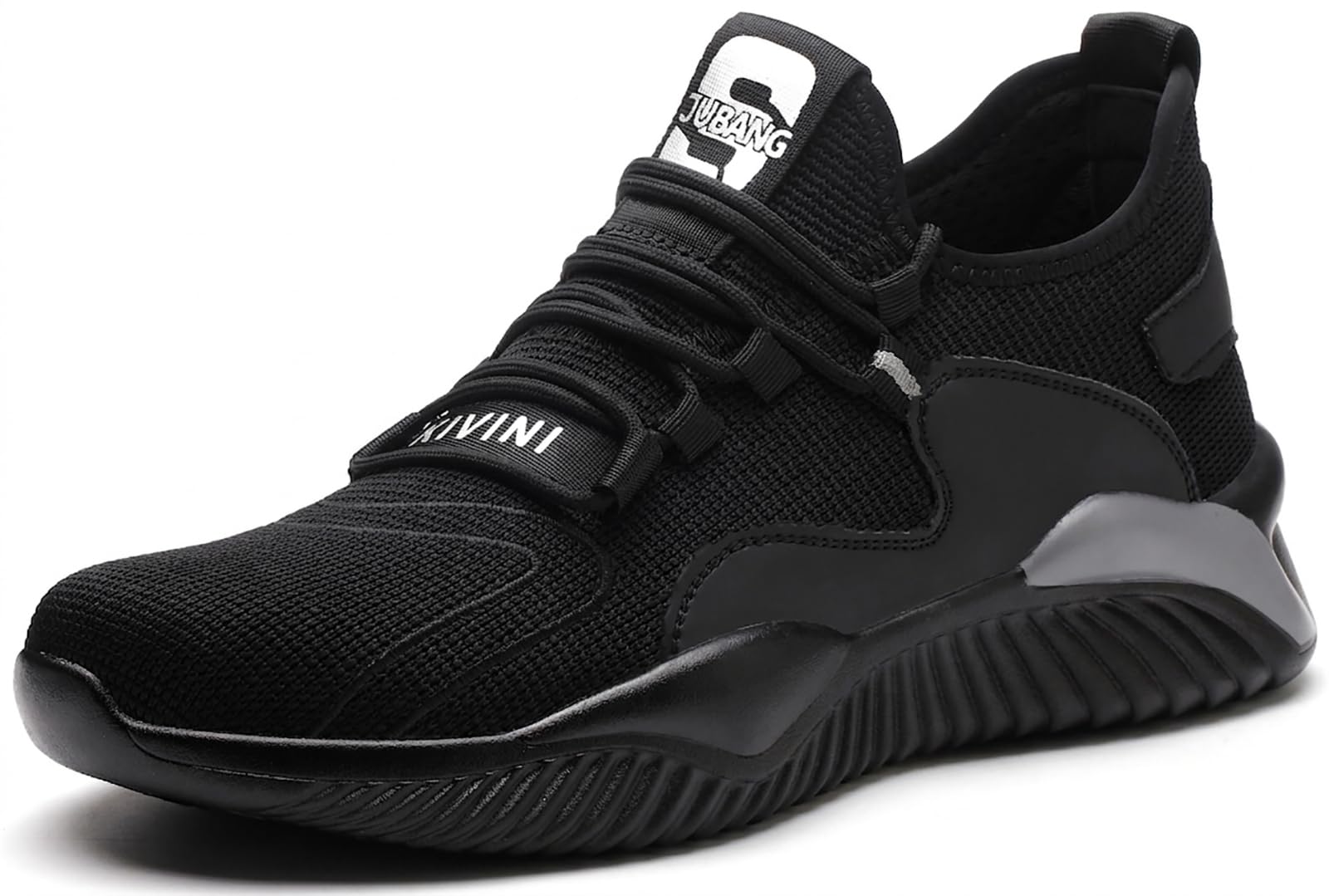 Buty ochronne, dla kobiet i mężczyzn, buty robocze ze stalowym noskiem, lekkie, bezpieczne, sportowe, oddychające, stylowe sneakersy, również do trekkingu, czarny i szary, 40 EU