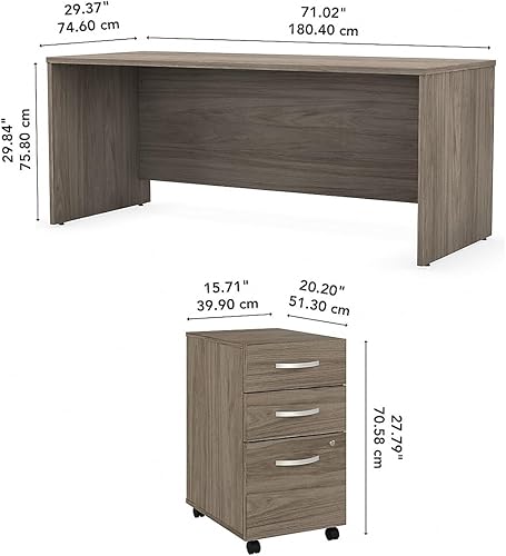 Miniatura 37 de Bush Business Muebles stc013sg Studio C computadora y archivo, 72" x 30," Storm Gray, Madera, Blanco Blanco,Negro Nuez (Black Walnut),Nogal