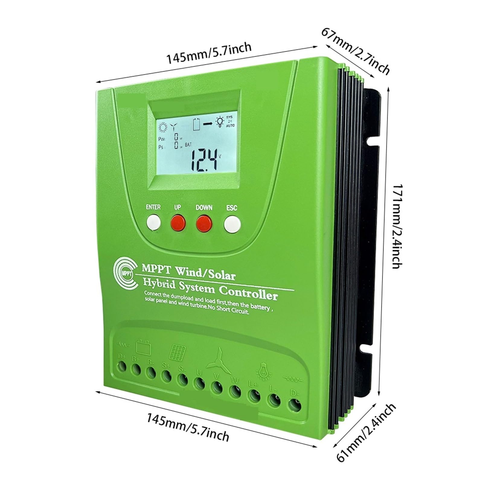 2800W MPPT Hybrydowy Wiatrowy Regulator Ładowania Słonecznego Generator Z Turbiną Wiatrową Panel Słoneczny Kontroler Wspomagający Dla 12V 24V 48V Cała Bateria(Wind600W Solar600W,Auto12V 24V)