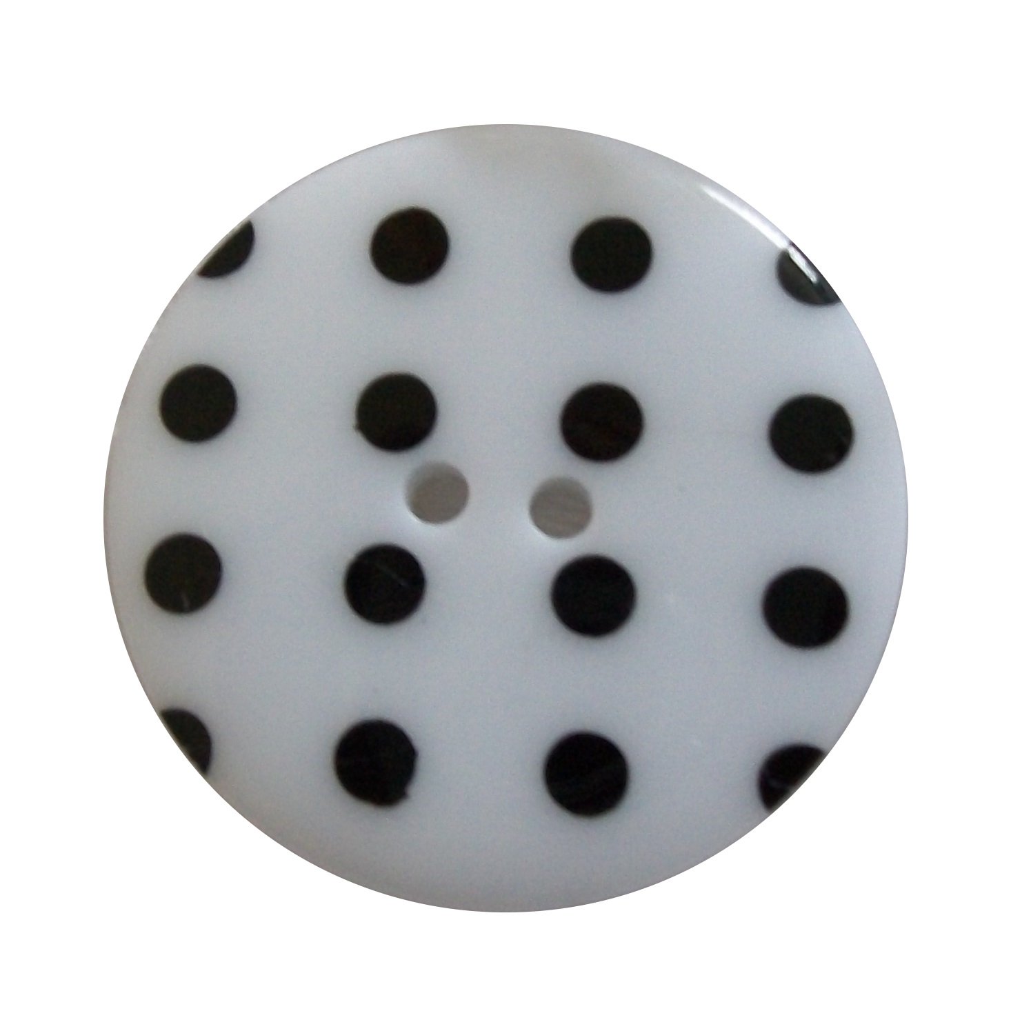 Round Plastic Polka Dot Spot 2 Hole Buttons Pack of 5 (34mm, White with Black)