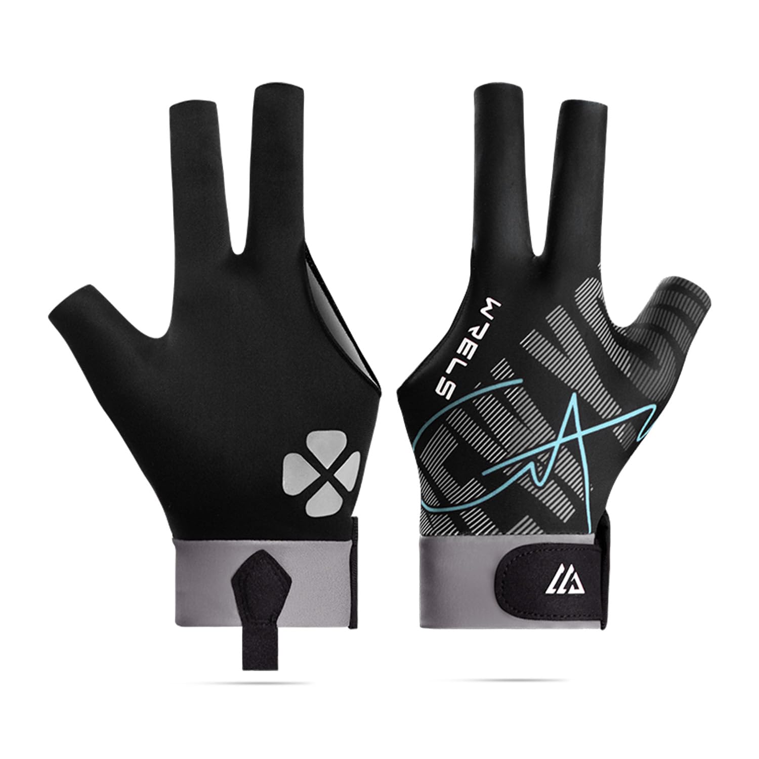 WRELS Professional Anti-slip Pool Glove for Left Hand 3 Finger, Adjustable Billiard Glove for Women Men