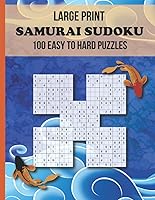 Vista 1 de Large Print Samurai Sudoku Puzzles 100 Easy Medium Hard Sudoku Puzzles for Adults & Kids 5-in-1 Overlapping Style Sudoku Puzzle Japanese Koi Water