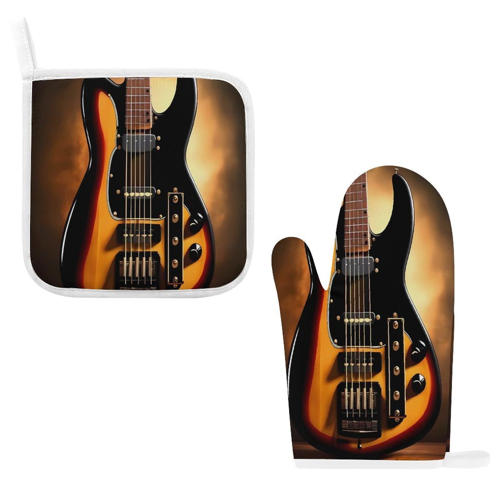 Fodpand Style Instrumental Guitar Oven Mitts And Pot Holders Sets