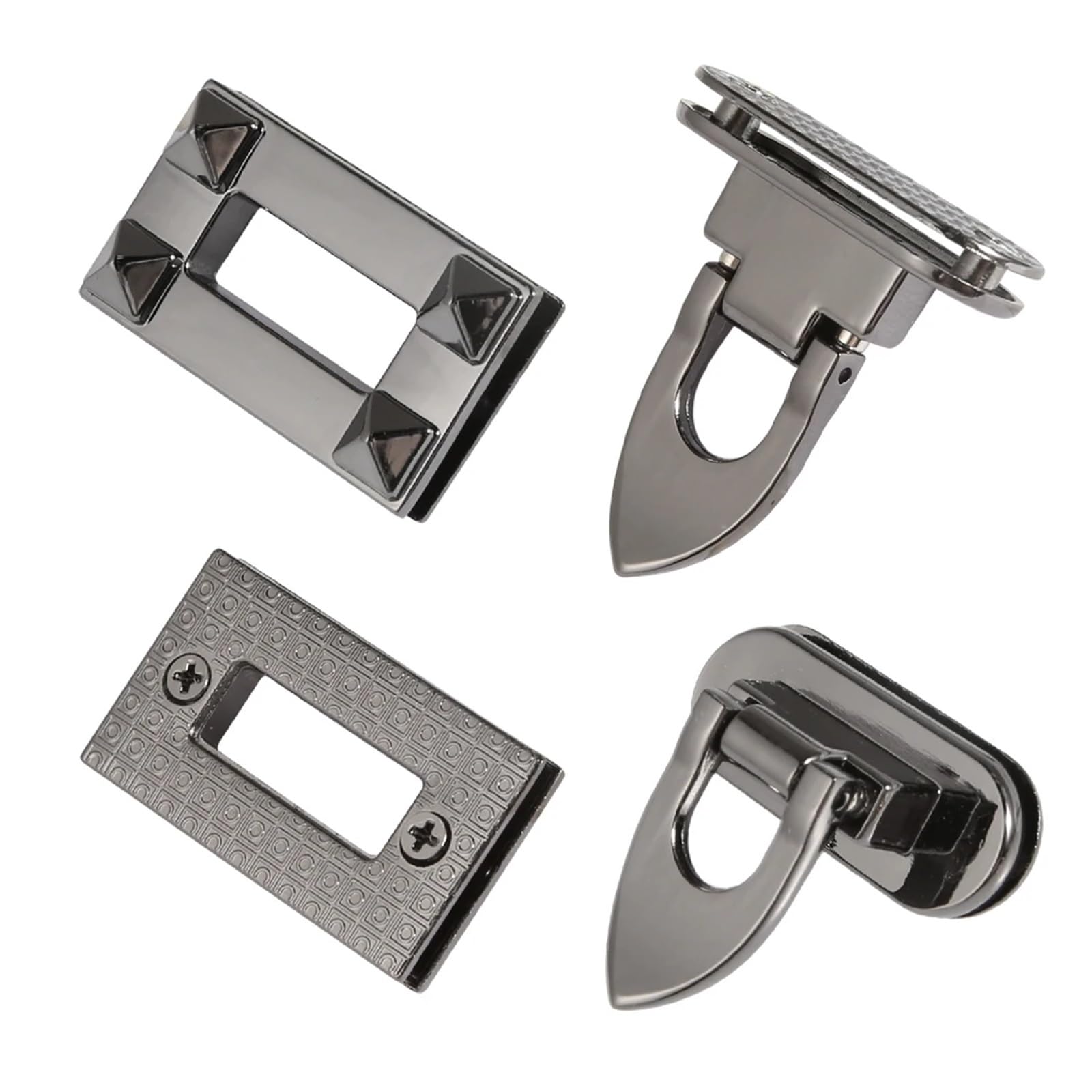 PVUVTNAHW 10PCS 4.1CM Metal Turn Twist Lock Buckles For DIY Handbag Bag Purse Hardware Closure Clasp Bags(Gun)