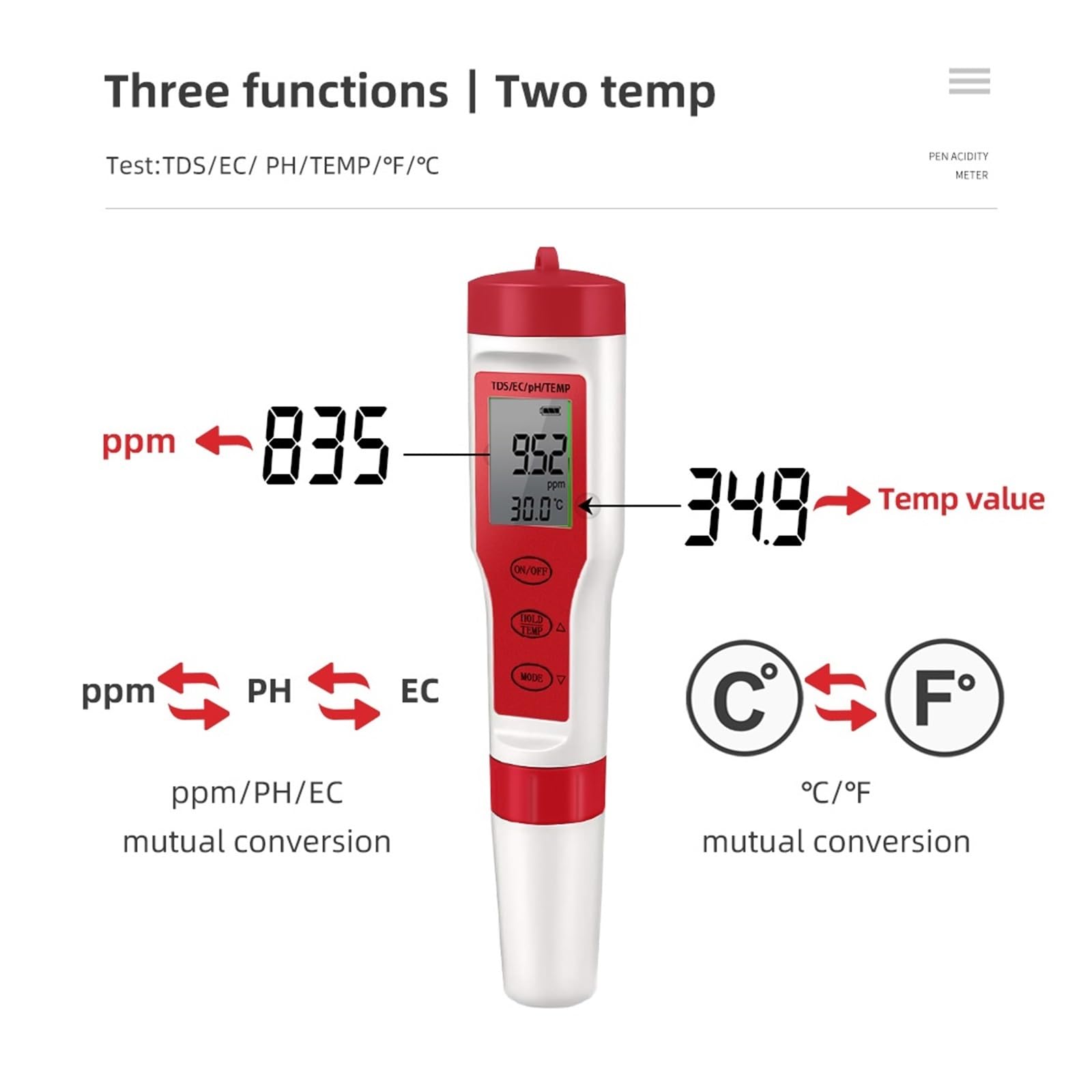 Misuratore PH 4 In 1 PH/TDS/EC/misuratore Di Temperatura Tester Digitale For Monitoraggio Dela Qualità Del'acqua For Piscine Acquari Con Acqua Potabile Misurazione Accurata