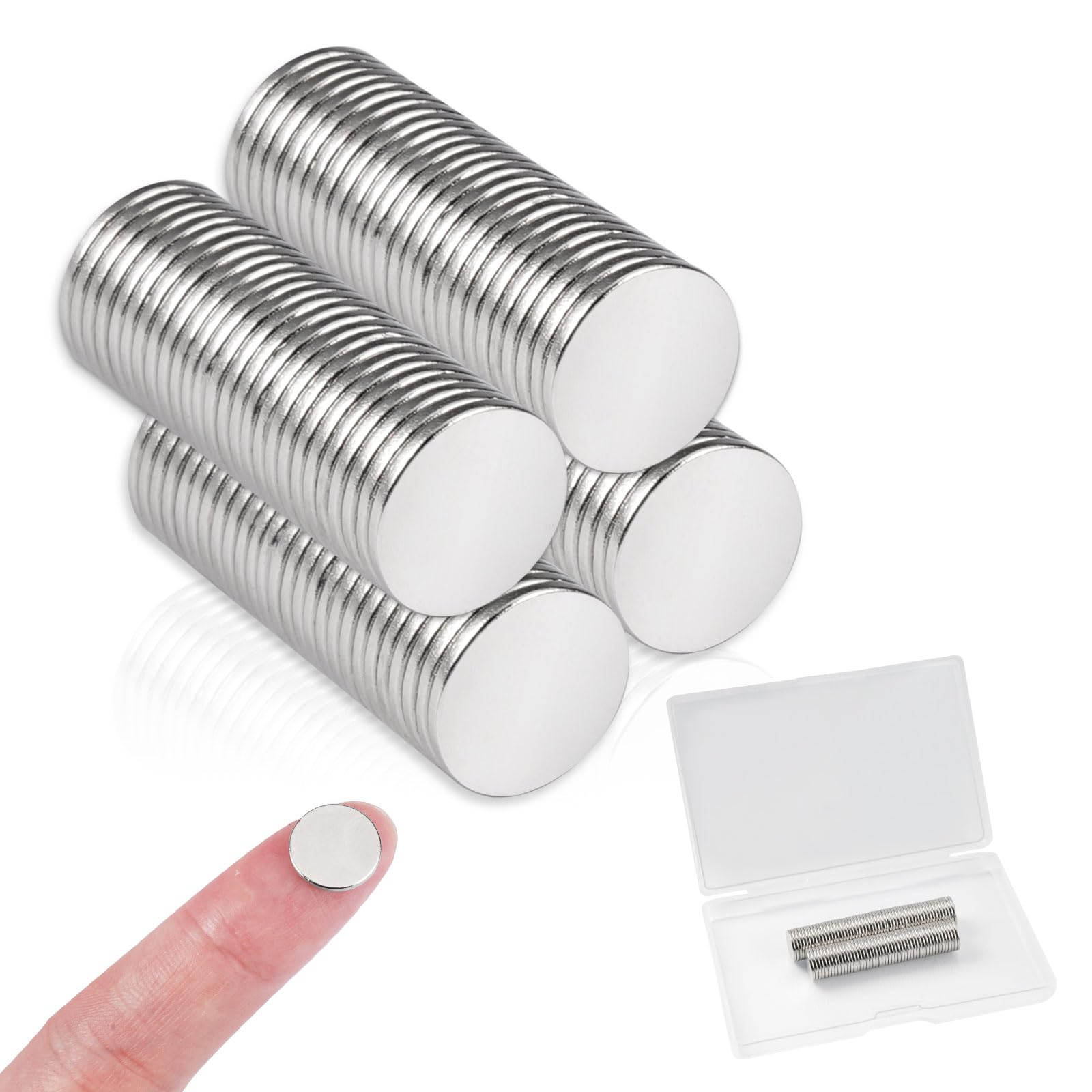 Aprilheld | 50 magneti a dischi 15 x 2 mm | classe N52 più forte – magneti al neodimio extra forti | magnete per bacheca, lavagna bianca, foto, frigorifero | Mini disco