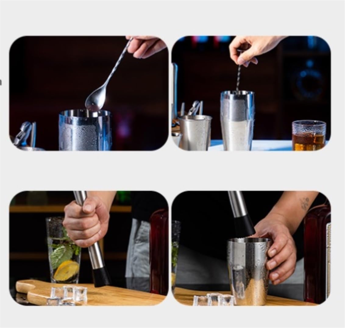 Shaker Cocktail Ensemble D'outils À Cocktail, Shaker, Support Ovale Amovible en Acrylique, 12 Pièces Acier Inoxydable Bar Set(350ml)