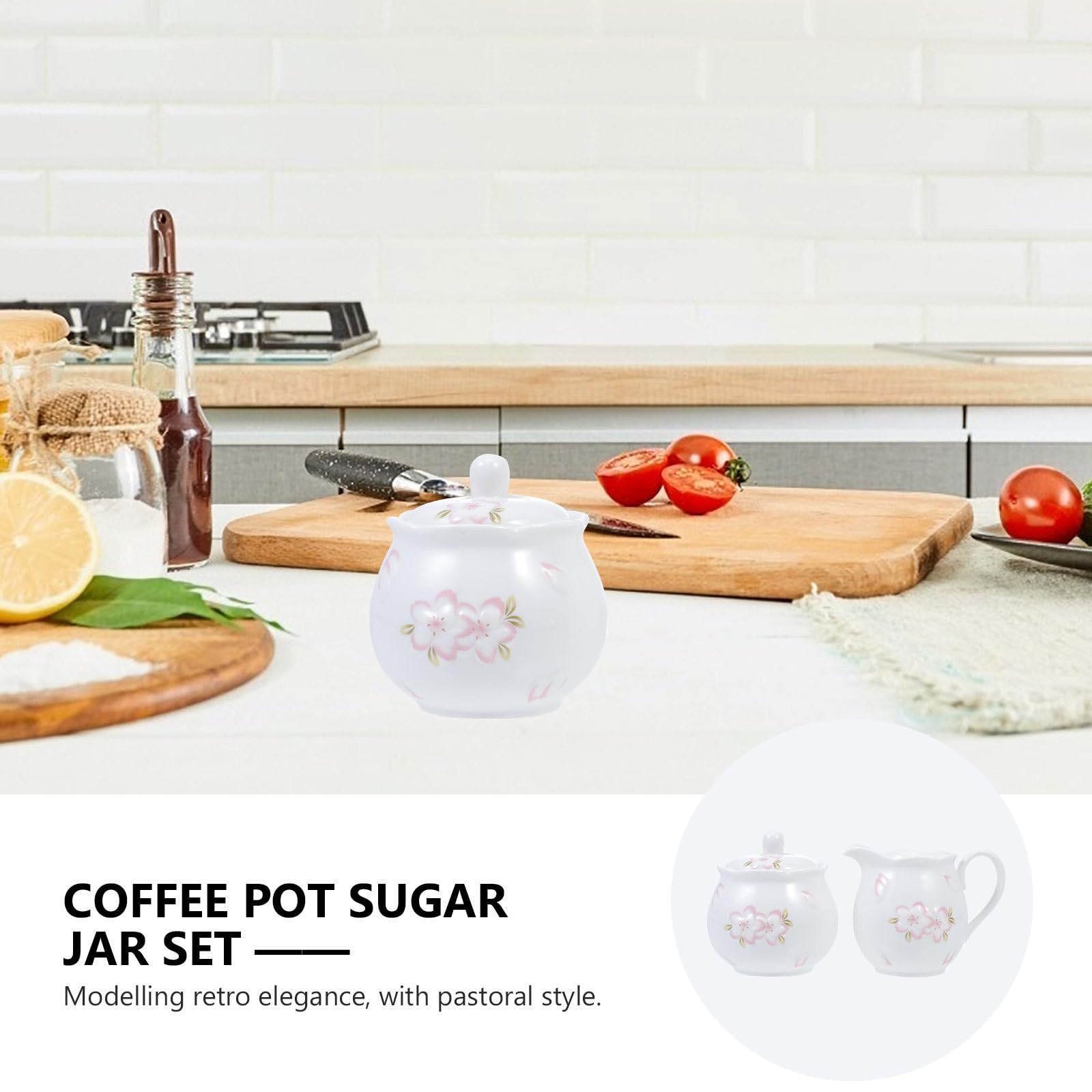 Pot à Lait et Sucrier en Céramique Gaufrée Blanc, 2 Pièces avec Couvercle, Ustensile à Café, Compatible Usage Maison et Restauration, Ensemble de Service Café et Sucre