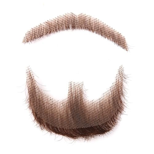 Miniatura 7 de Wiiyita Barba falsa realista 100% cabello humano atado a mano completa barba falsa encaje invisible bigote falso para hombres maquillaje