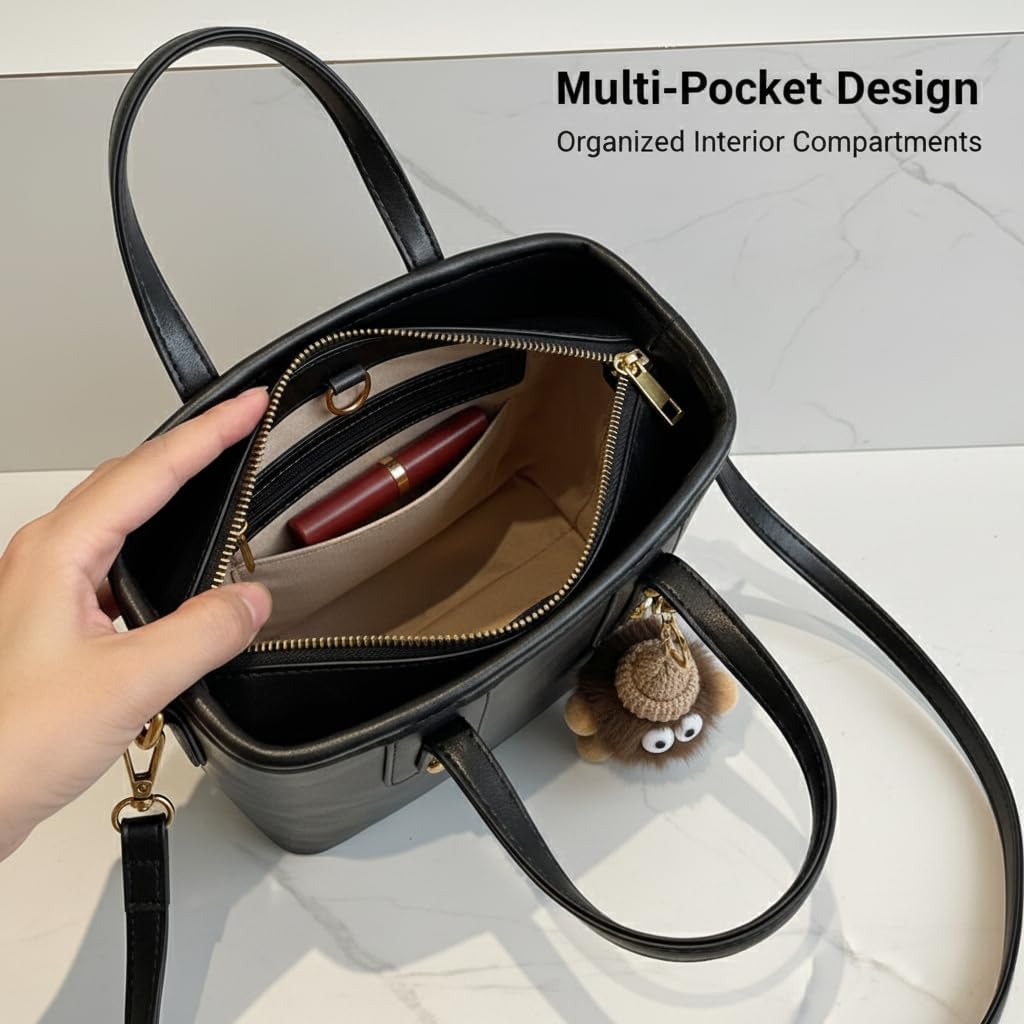 Work Tote Bag with Zipper and Multi-Pocket Design