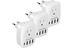 Anstronic International Power Adaptor for Europe Travel with USB Ports
