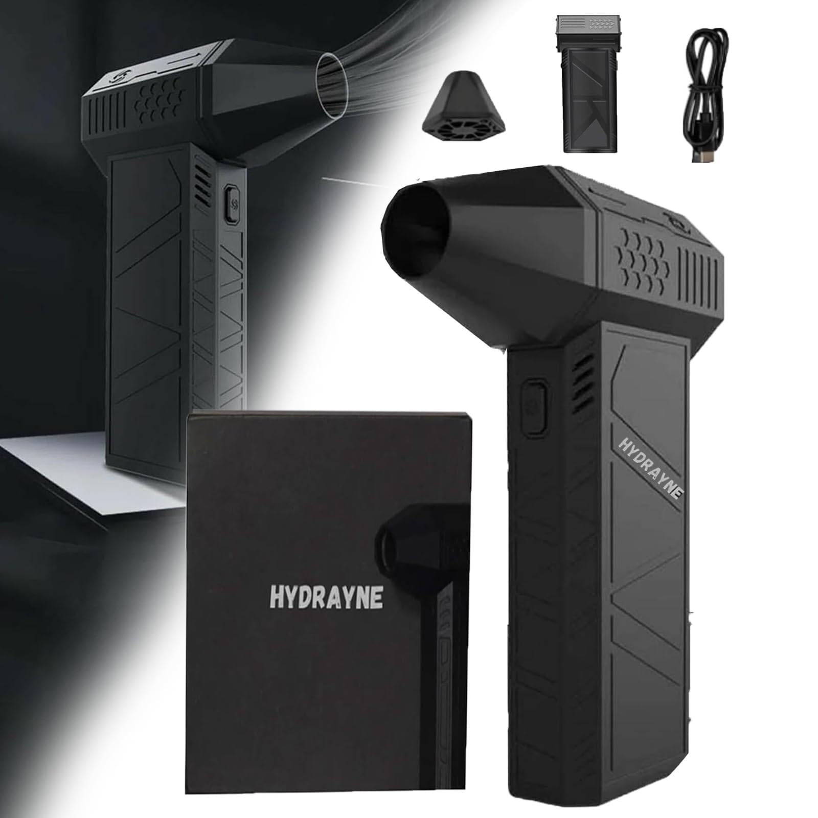 Air Blaster 2.0, Hydrayne Air Blaster 2.0, Mini Ventola Ricaricabile Hydraynex, Spolverino Ad Aria Compressa, Soffiatore Elettrico Air Duster-3 Regolabile 130000 Giri/Min, For Casa, Tastiera, Auto (S