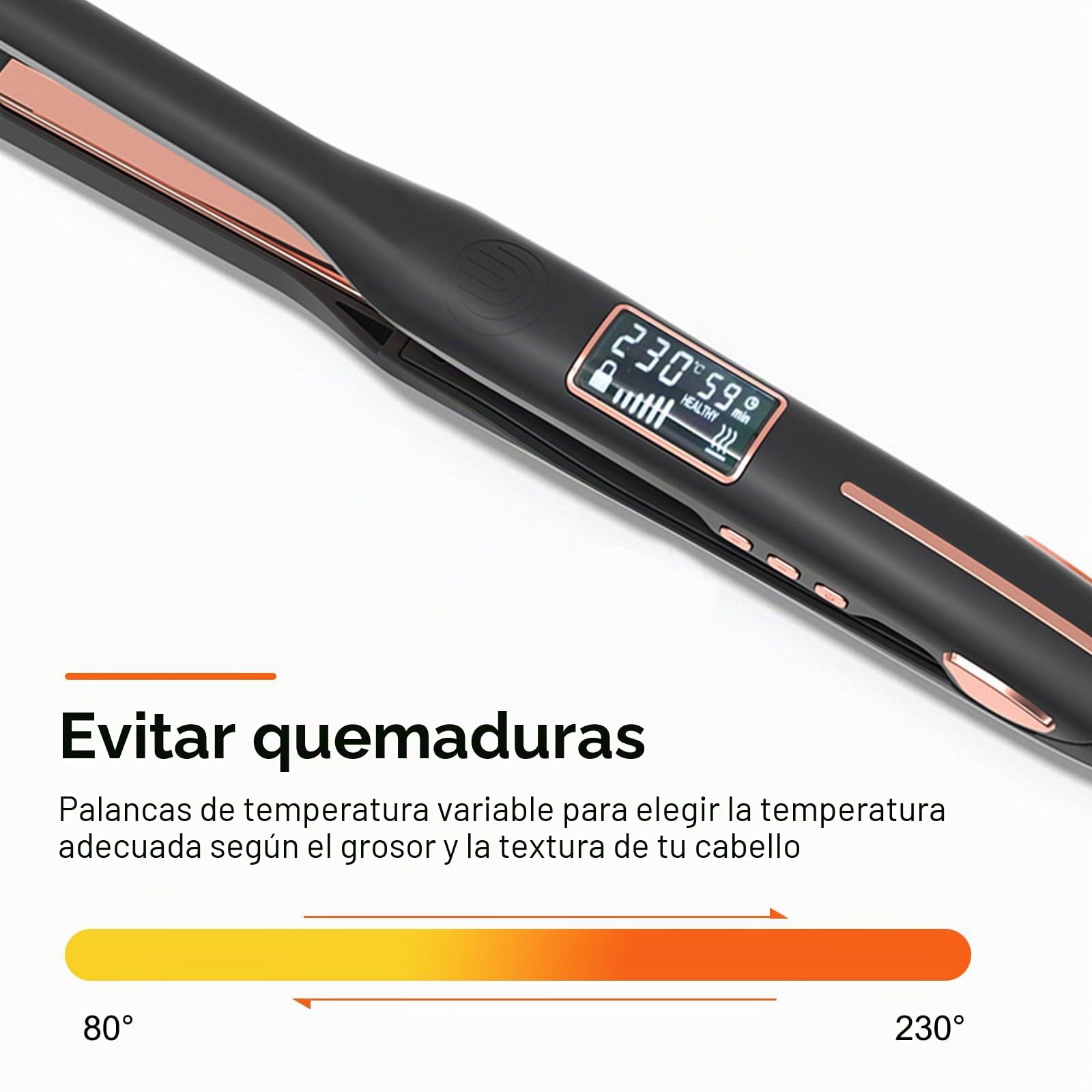 Mini plancha de pelo profesional, Alisador de pelo Para Cabello Corto, Barba y Flequillo, Calentado Rápido de 15s y 80-230 ºC, Pantalla LCD, Rizador Estrechas de 10 mm, Apagar Automáticamente