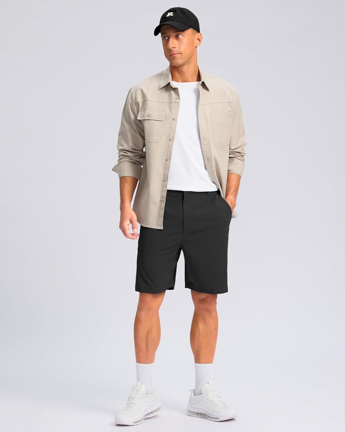 Pudolla Men's Casual Shorts 7"/9"/5" Lightweight Golf Shorts with 3 Pockets Stretch Quick Dry Comfy Work Shorts - Image 3