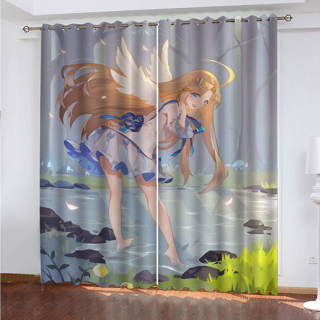 Cortinas Dormitorio Juvenil 160x200 Cm Térmicas Cortina Salon Dormitorio Moderno Con Ojales 2 Paneles 3D La Chica Ángel De Dibujos Animados Cortina Opaca Juvenil Sala Estar Niño, Cortinas Ventana Ai