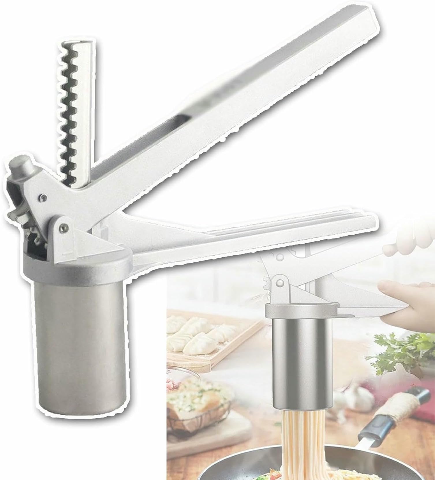 Prensa de fideos en acero inoxidable resistente con rodillo ajustable 1