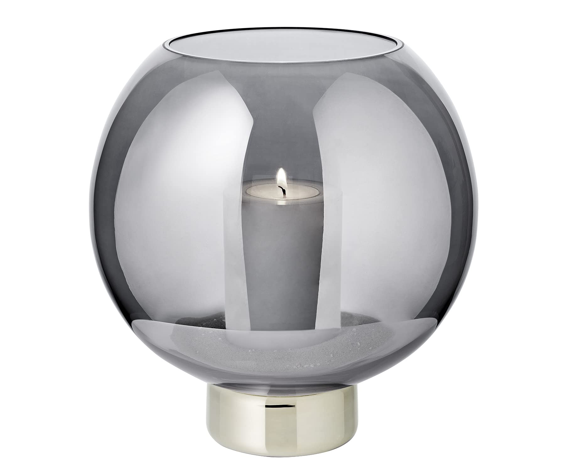 EDZARD Photophore Jack (H 21 cm, Ø 19,5 cm), sphérique, Cristal foncé avec Bord Platine, bougeoir pour Bougie Ronde