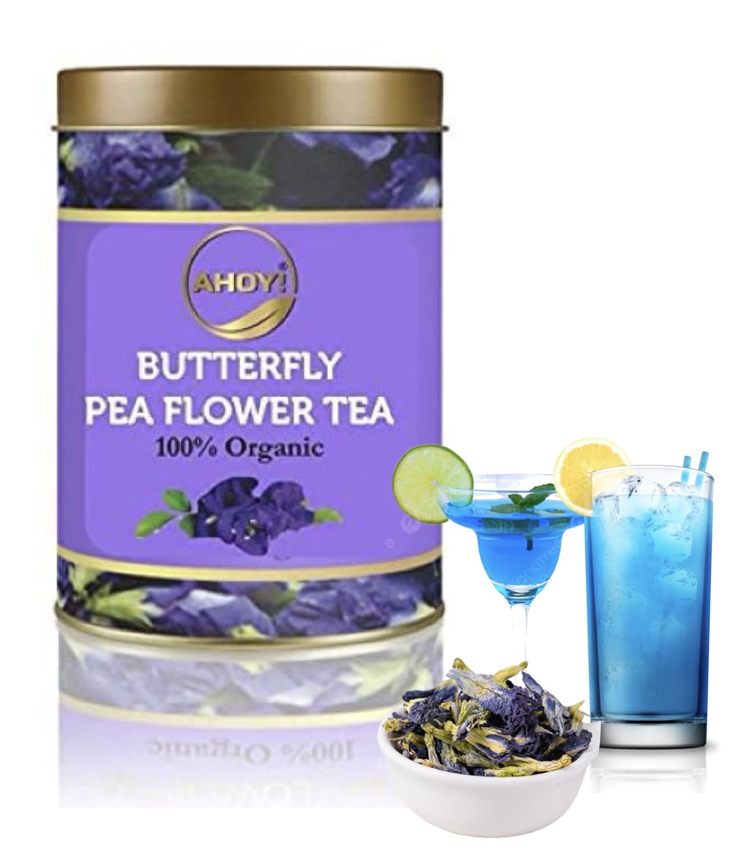 Ahoy! BLUE TEA - Butterfly Blue Pea Flower Tea 30g | Makes Hot & Iced Tea, Color Changing Gin based Cocktails | Yummy Margaritas | Cocktail Mix | 100% Natural | No Addded Colors | Makes 100 Cups (B085TRG486) Amazon Price History, Amazon Price Tracker