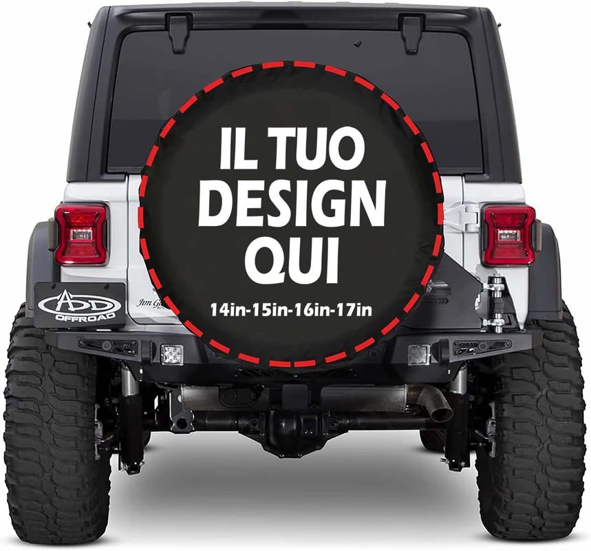 Copriruota di scorta Personalizzato su Misura con Foto Testo personalizzata logo copri ruota di scorta Idrorepellente fermacorda per Ruote Copertura Protettiva in Ecopelle 15 inch
