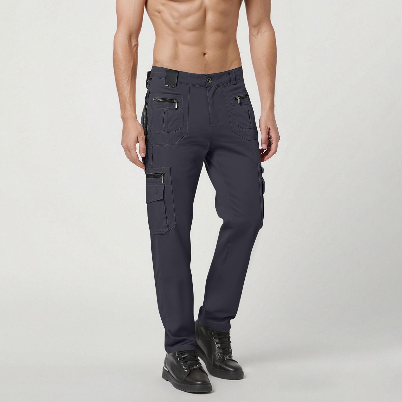 Generisch Herren Taktische Hose wasserdichte Cargo Hose | Outdoor Arbeitshose Mehrtaschen Wanderhose Angeln Camping Freizeithose (Gürtel Nicht enthalten)