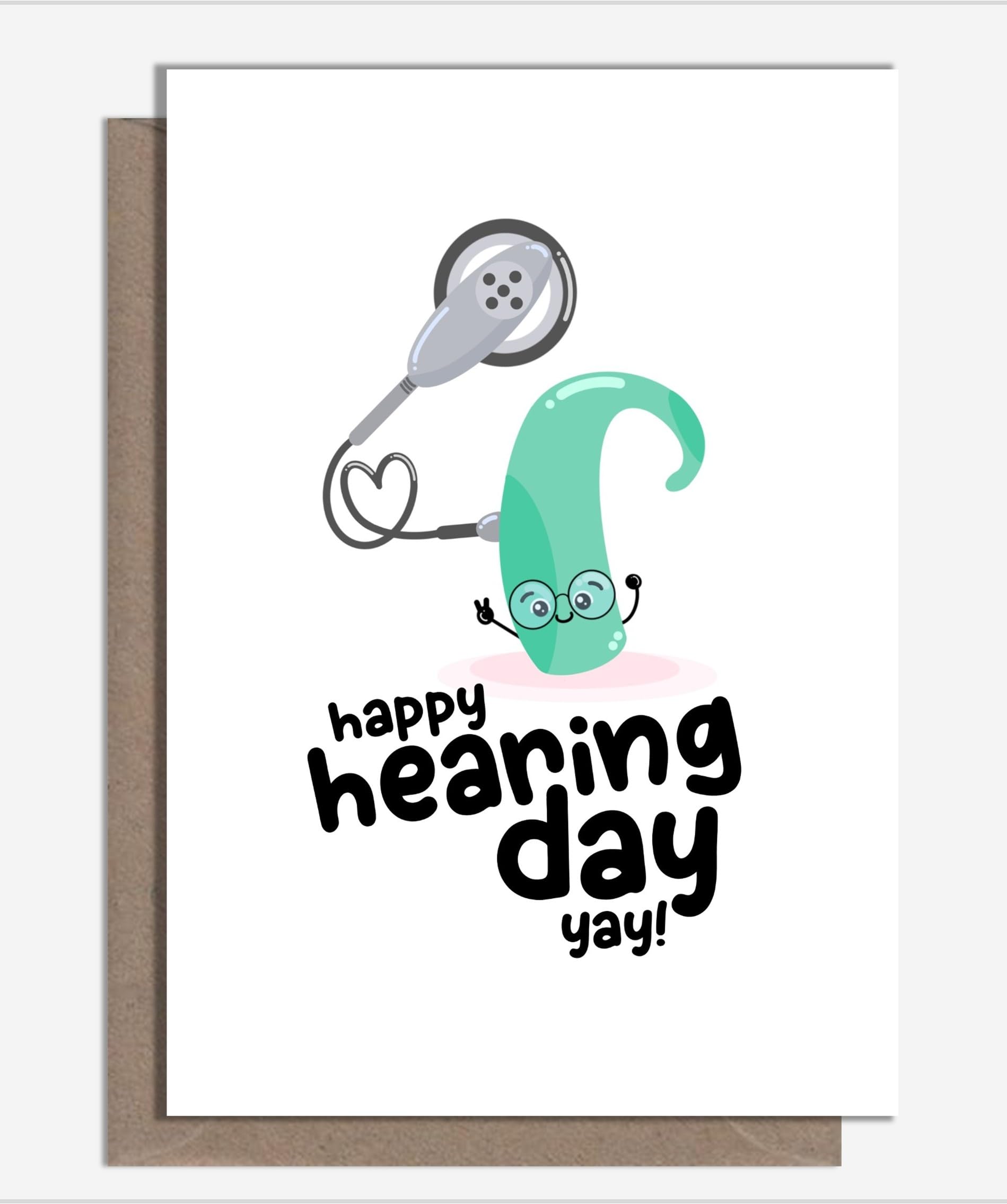 Fun & Cute Handmade Celebration Card for Cochlear Implant Surgery And Happy Hearing Day, Embrace New Sounds By What the Duck Cards – COCHLEA (Card & Rainbow Confetti)