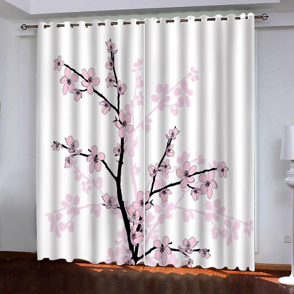 Rideau Occultant Blanc à Oeillets 140x240 cm Motifs Fleurs