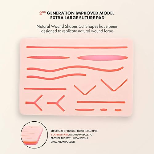 Miniatura 3 de Kit de práctica de sutura para estudiantes de medicina, kit completo de práctica de sutura, entrenamiento de sutura incluye almohadilla de sutura