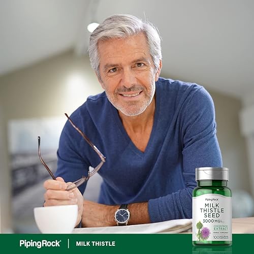 Miniatura 6 de Piping Rock Cápsulas de cardo mariano de 3000 mg  100 unidades  Suplemento de extracto de hierbas  Sin OMG, sin gluten