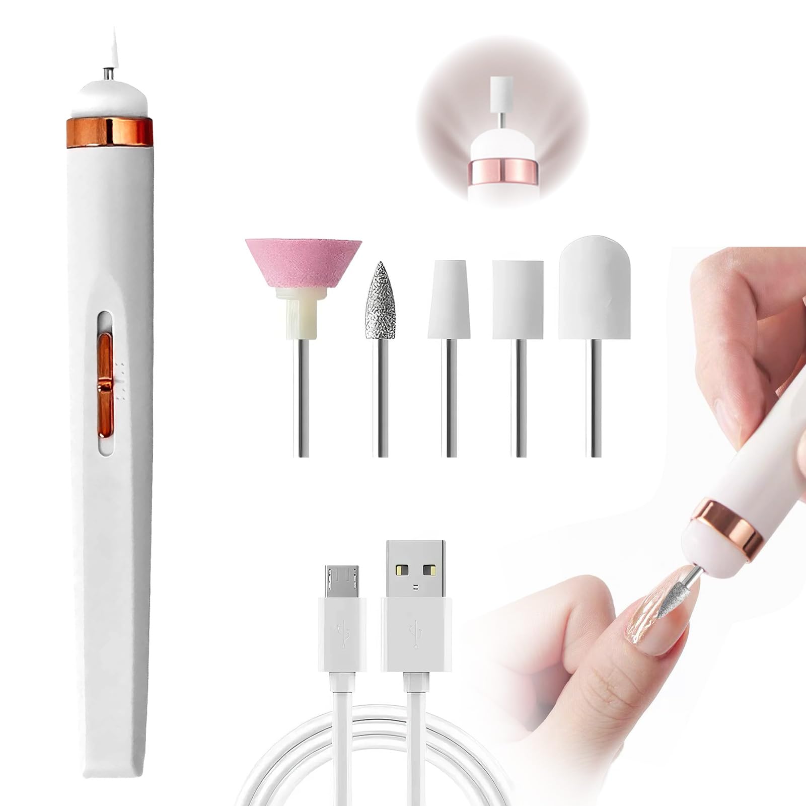 Electric Nail Files Cordless Valentine's Day Gift for Her Portable Nail Efile Manicure Pedicure Polishing Tool for Women Nail Grinder for Mom Thick Toenails for Acrylic Polish Gel Removal Manicure