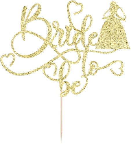 Miniatura 6 de Bride to Be - Decoración para tartas con purpurina, decoración de fiesta de compromiso (oro rosa 1)