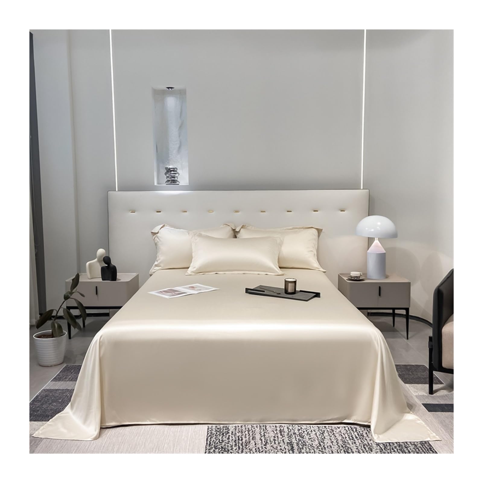 Drap plat 245 x 250 cm Rious en tissu ultra doux pour lit deux personnes