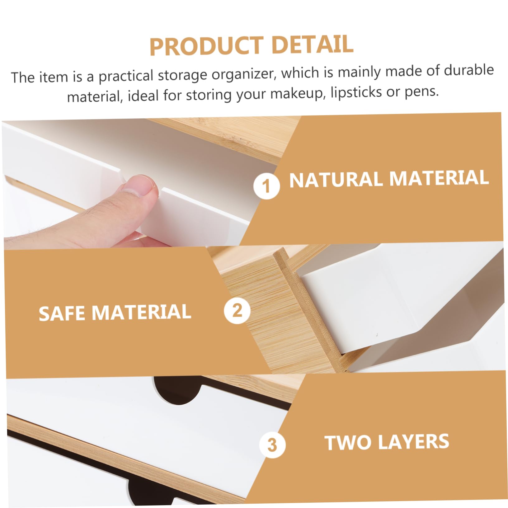 Caja de Almacenamiento Compartimentos Separados para Escritorio de Bambú y Abs Organizador Ecológico y Apilable para Maquillaje para Productos de Cuidado