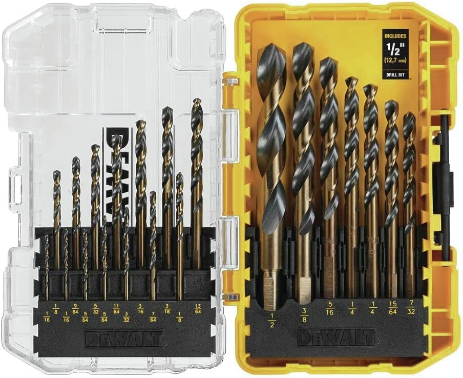Image of DEWALT Drill Bit Set, 21-Piece, 135 Degree Split Point, 31 Degree Helix, Black Oxide Coated, for Plastic, Wood and Metal (DWA1181) (Pack of 5)