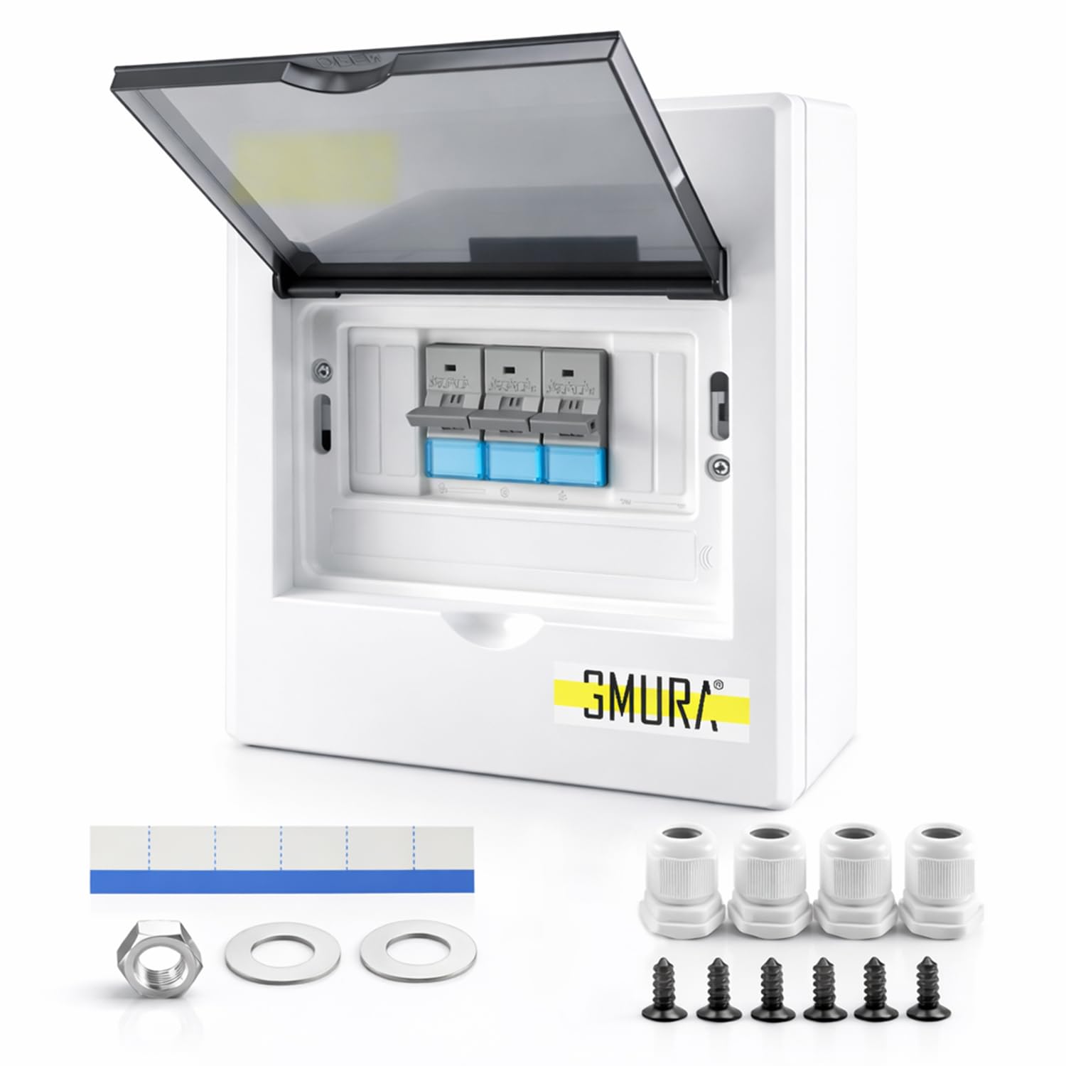 63A Dual Power Manual Transfer Switch, 3 Pole 120/240V 12000W Circuit Breaker Box with 4Pcs Joints, Generator Transfer Switch for Home Power Residential Industrial Managing