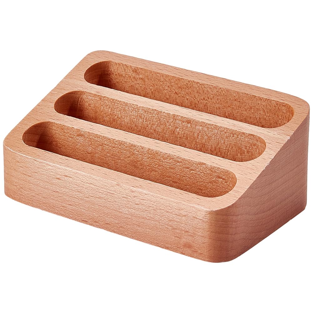 GORGECRAFT Wood Business Card Holder 3 Tier Slots Natural Wood Desktop Multiple Business Cards Pamphlet Rack Organizer Case Display Stand Holders for Tabletop Exhibition Home Office