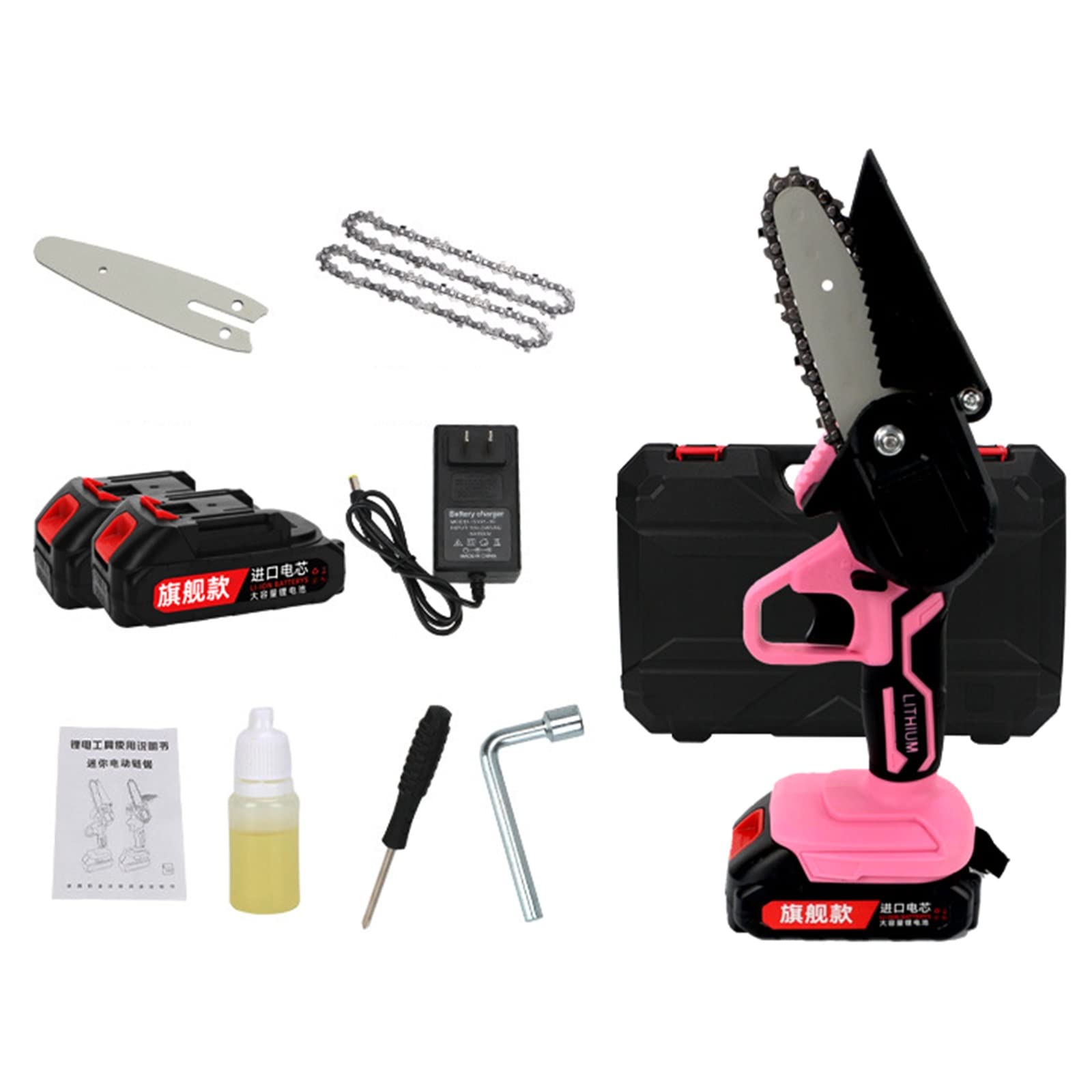 Mini Motosierra Eléctrica Bateria, 4-in Sierra Electrica de Mano a Batería, Cadena Motosierra de Mano para Cortar Madera, Jardinería y Podar (Size : 2*Battery)