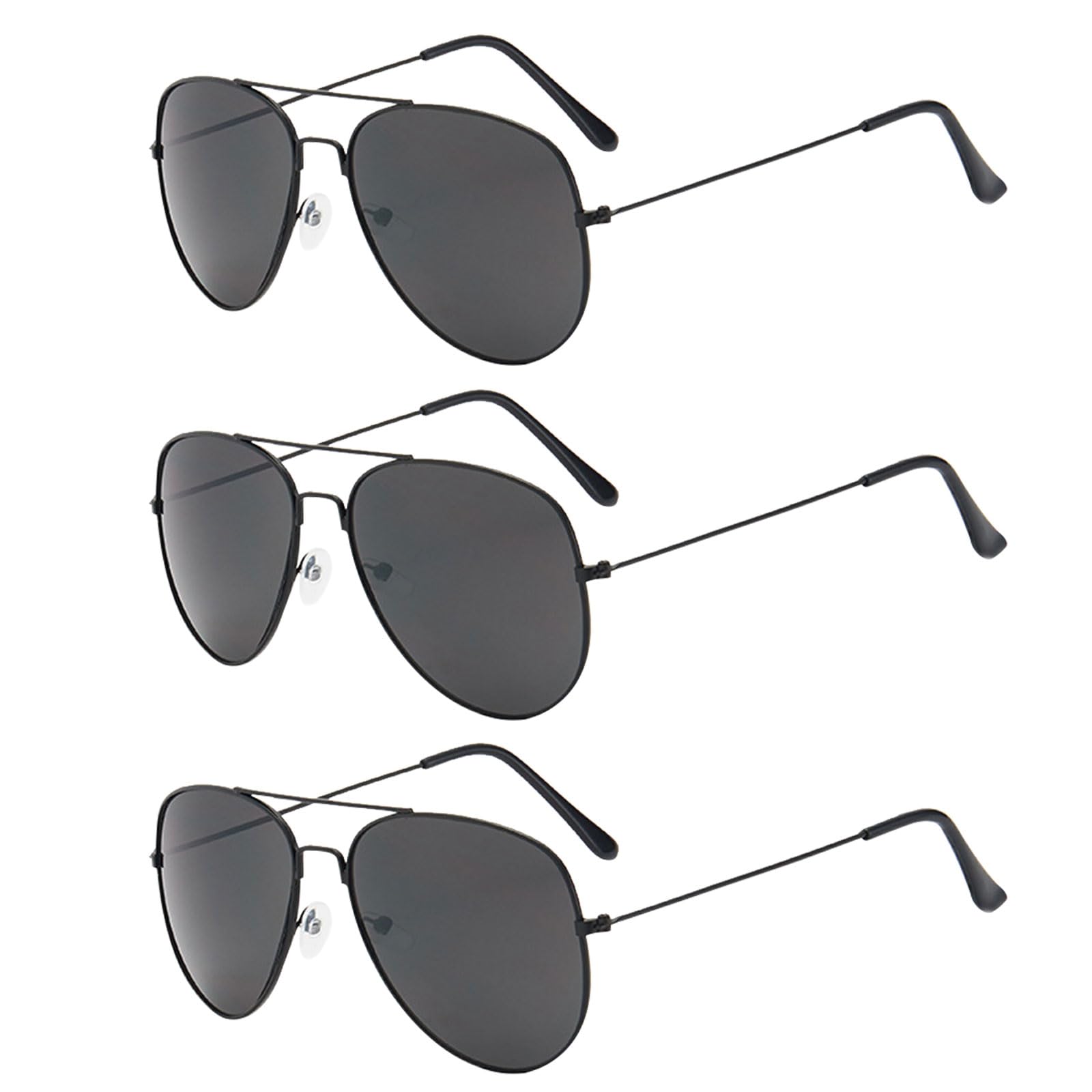 XNIVUIS 3 lentes de sol de piloto para hombre, lentes polarizados ultraligeros, lentes negros, lentes planos, redondos, retro, clásicos, para conducir, viajar, pescar (negro)