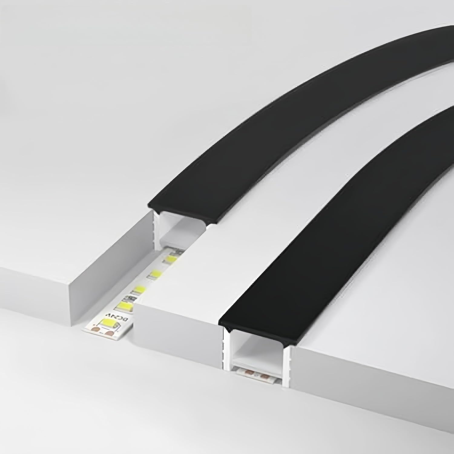 33Ft/10M Spotless Silicone LED Channel System with Flange, Wear Free Recessed Flexible Tube Black Cover for 6mm LED Strip Light Wall Ceiling Decor (10x10mm, LED Strip not Included)