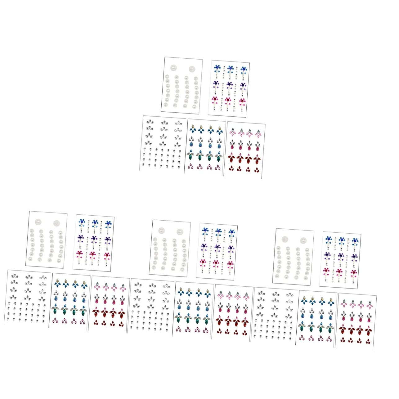 FRCOLOR 20sets Strass Adesivi Per Viso Gioielli Faciali Autoadesivi Per Decorazioni Di Trucco Adesivi Per Occhi e Fronte Per Feste e Eventi Speciali