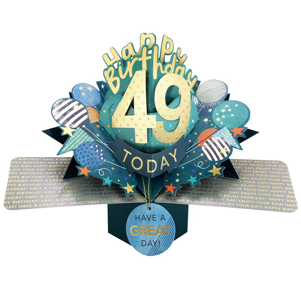 49 Today Happy 49th Birthday Pop-Up Greeting Card Love Kate's Pop Up Cards Him Design POP237MC49 โ image 1