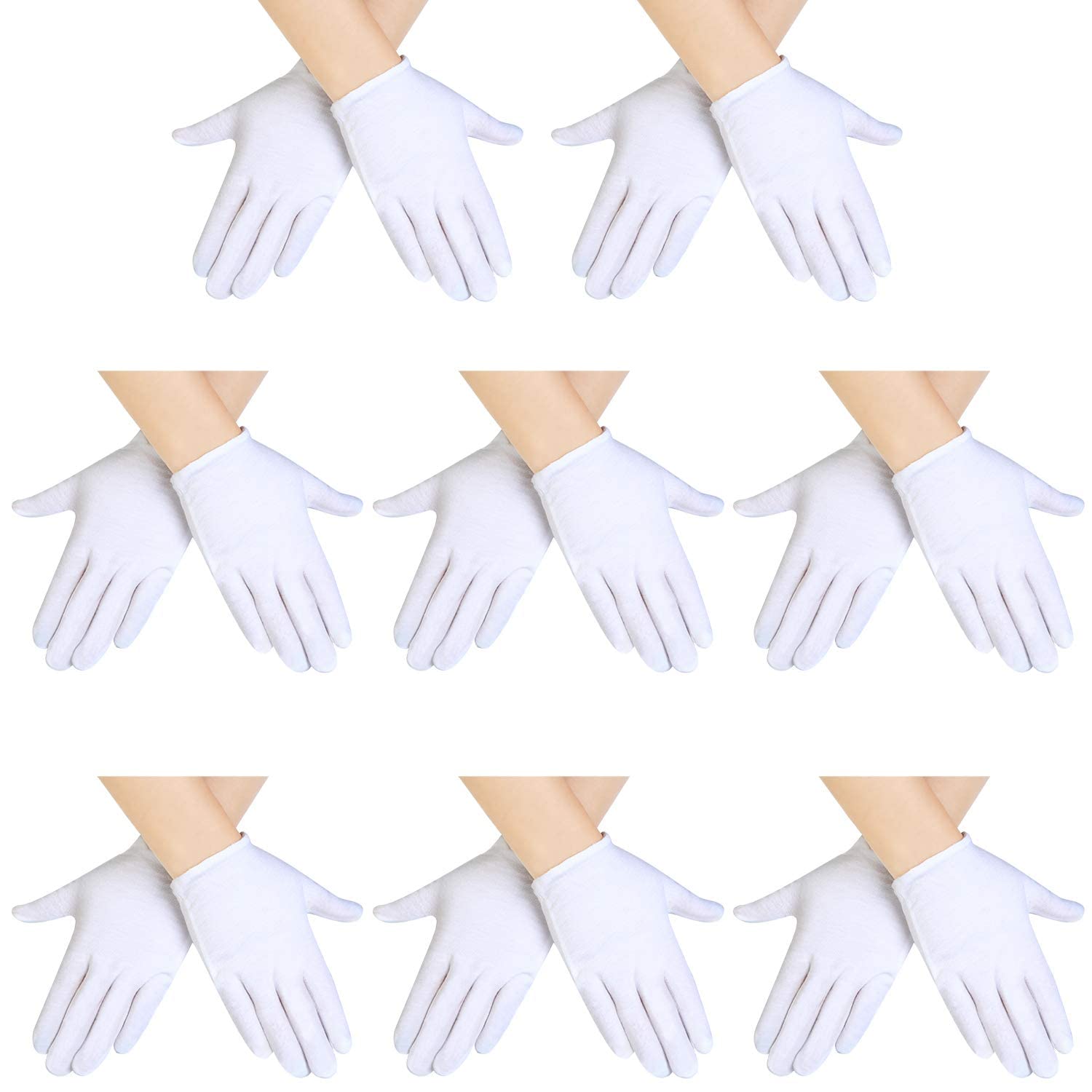 SATINIOR8 Pairs Kids White Costume Gloves White Dress Formal Uniform Gloves for Art Show Party