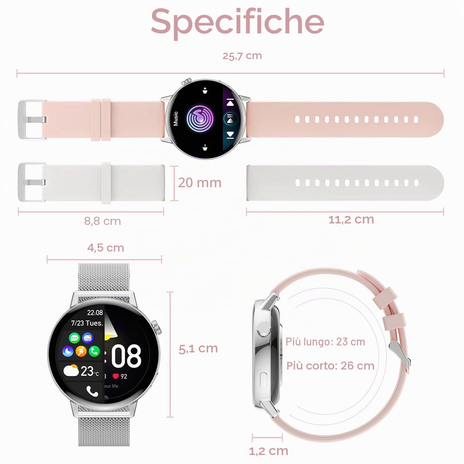 Smartwatch da Donna con Bluetooth Chiamate 1,32" Orologio da Donna per iPhone Android Orologio Fitness da Donna con Contapassi, Monitor della Frequenza Cardiaca, Monitor del Sonno 20 Modalità