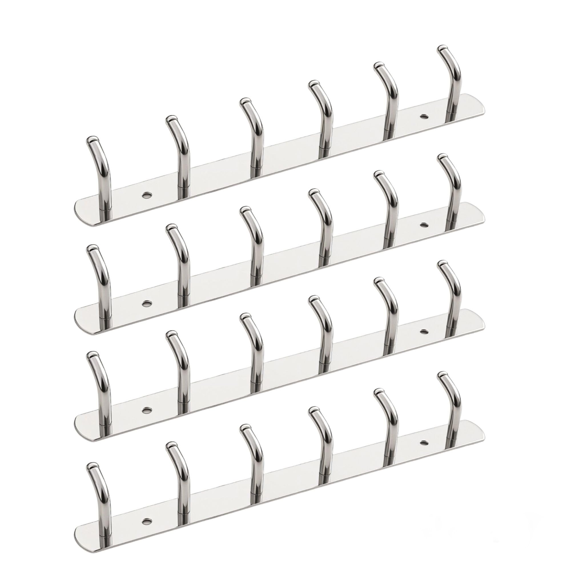 Stainless Steel 6 Pin Door Hanger Hooks | Bathroom Robe Towel Hooks | Wall Hook Rail for Keys, Clothes | Durable Steel Hook for Bedroom Entryway Organization (Pack of 4)-image-42