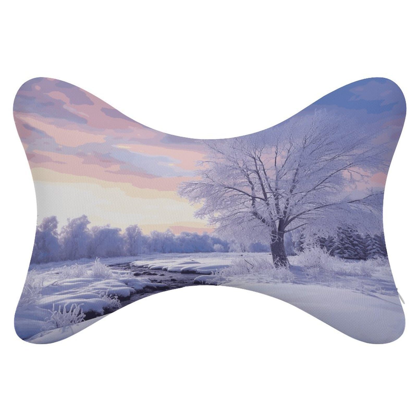 FekiLoot Winter Landscape Car Headrest Set of 2,Softness Memory Foam Car Neck Pillow with Breathable Removable Cover Car Neck Support Pillow Ergonomic for Driving, Office