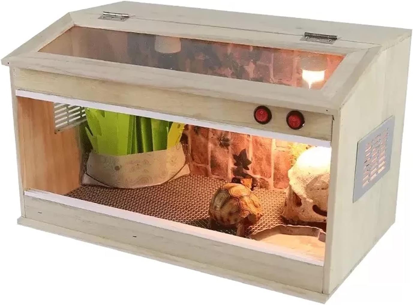 Casa de reptiles de madera con cajón, gran recinto de terrario para tortugas, lagartos, camaleones y gecos como hábitat e incubadora de mascotas