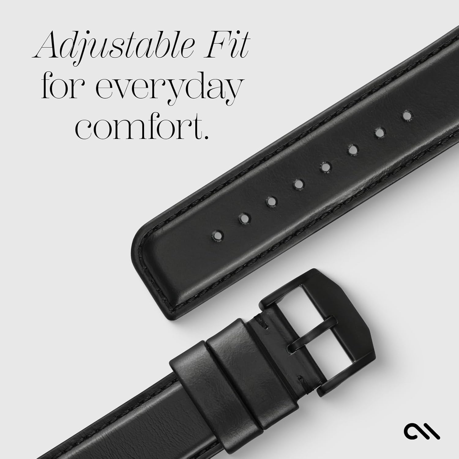 Case-Mate Apple Watch Band for Men and Women - Compatible with 42mm - 49mm iWatch Series 11/10/9/8/7/6/5/4/3/2/1/SE & Ultra 1/2/3 - Signature Premium Leather Band - Easy to Install and Remove - Black